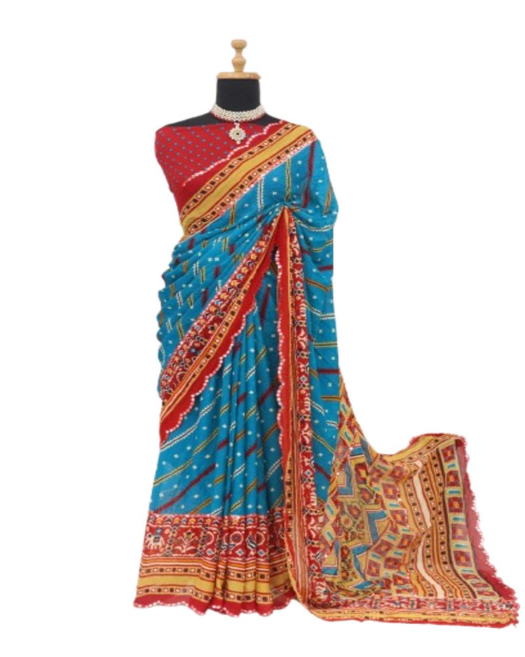 FlexFeb Elegant Leriya Dull Moss Printed Saree – Lightweight Ethnic Wear for Daily & Festive Use