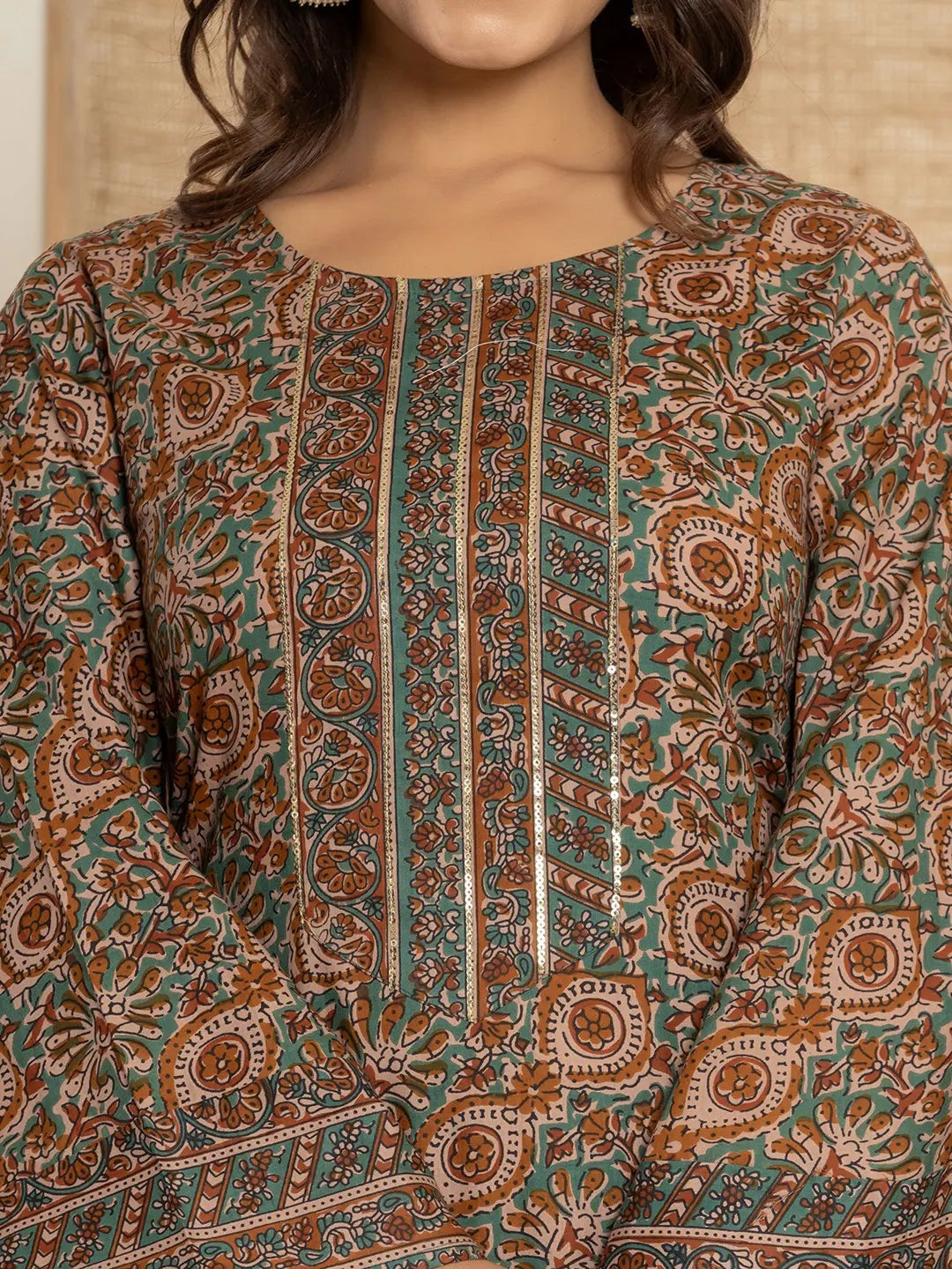 Rama Color Printed Cotton Straight Kurta Suit Set with Dupatta – Ethnic Wear for Women