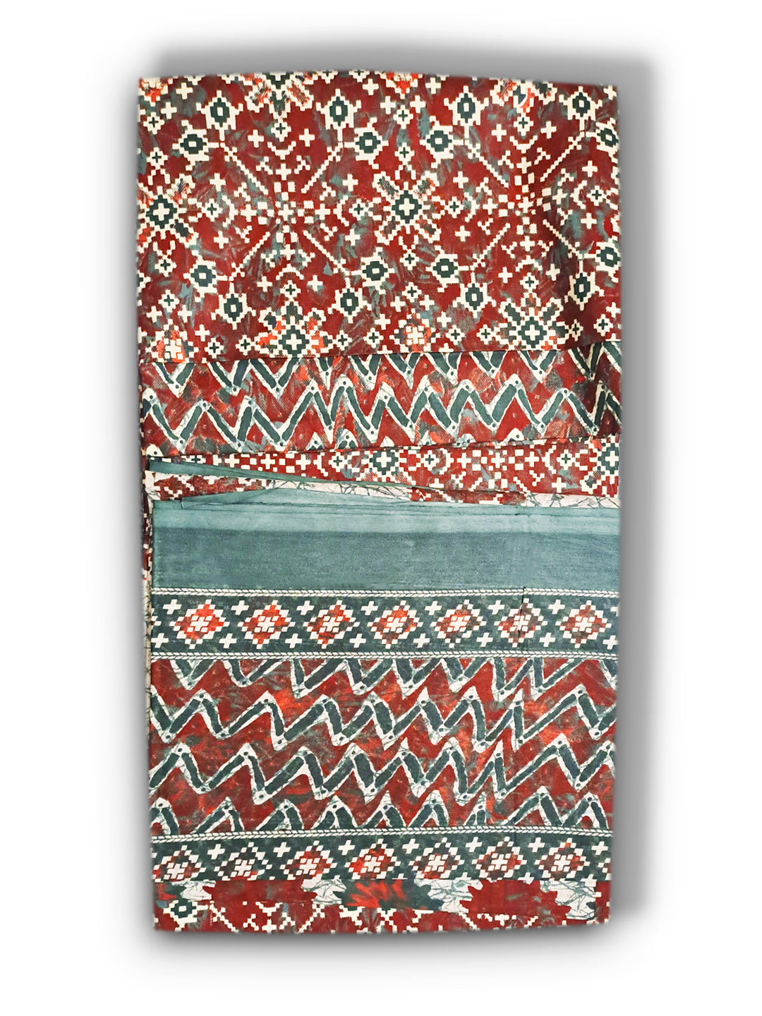 FlexFeb Dress Material 3 Piece Cotton Printed Unstitched Top Bottom Dupatta Brown and Green Ironstone Rust Design