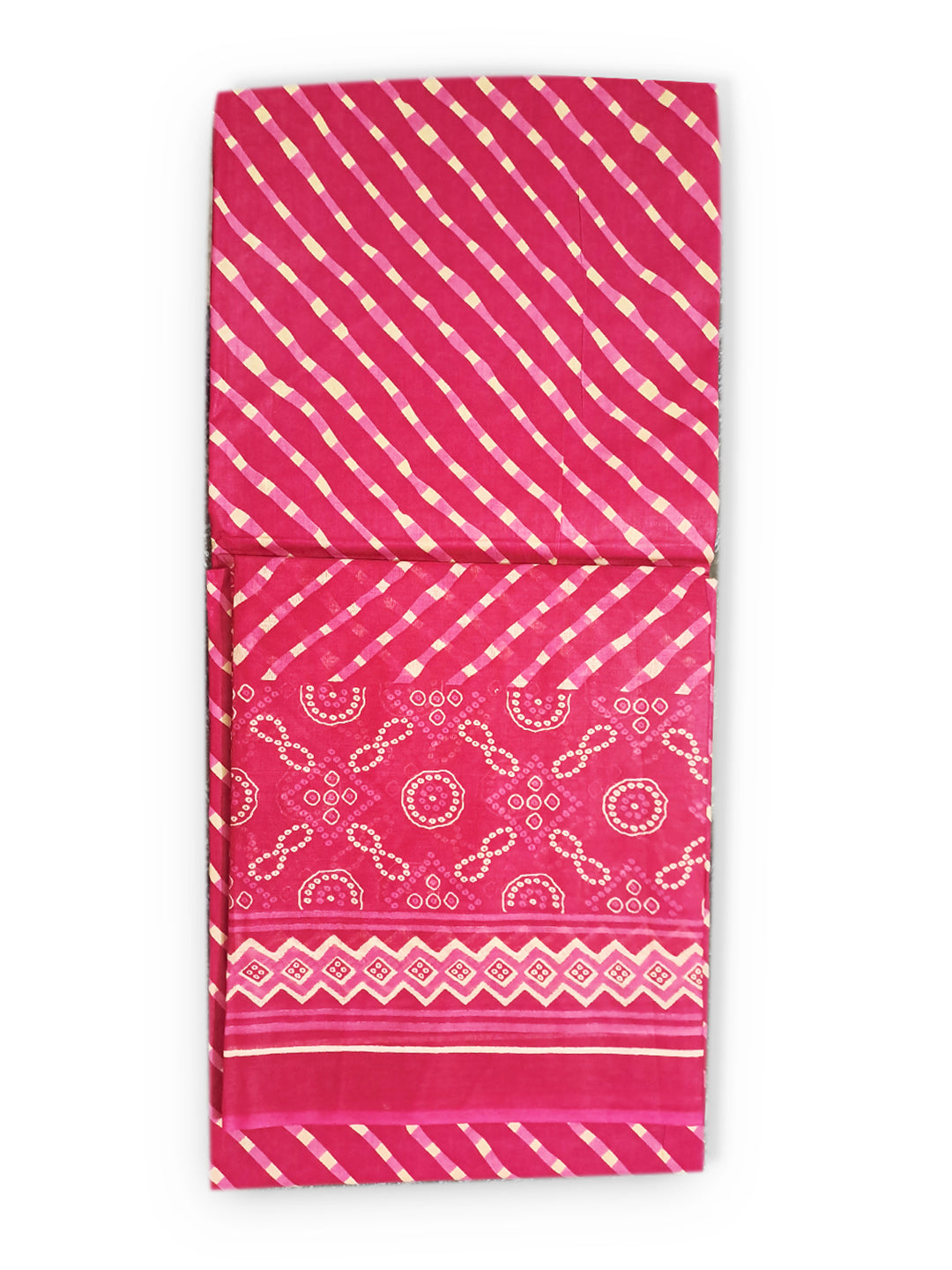 FlexFeb Dress Material 3 Piece Cotton Printed Unstitched Top Bottom Dupatta Pink Design