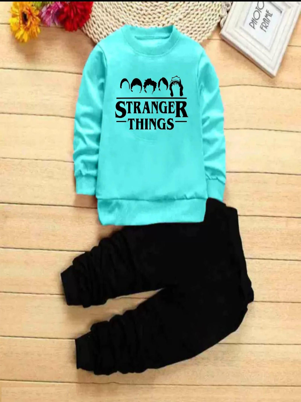 Flex Feb Stylish "Stranger Things" Sweatshirt & Jogger Suit Set for Kids - Comfortable & Trendy