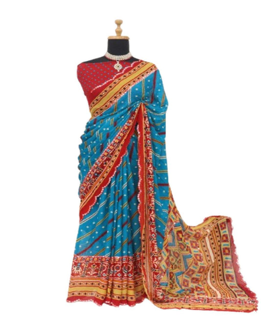 FlexFeb Elegant Leriya Dull Moss Printed Saree – Lightweight Ethnic Wear for Daily & Festive Use