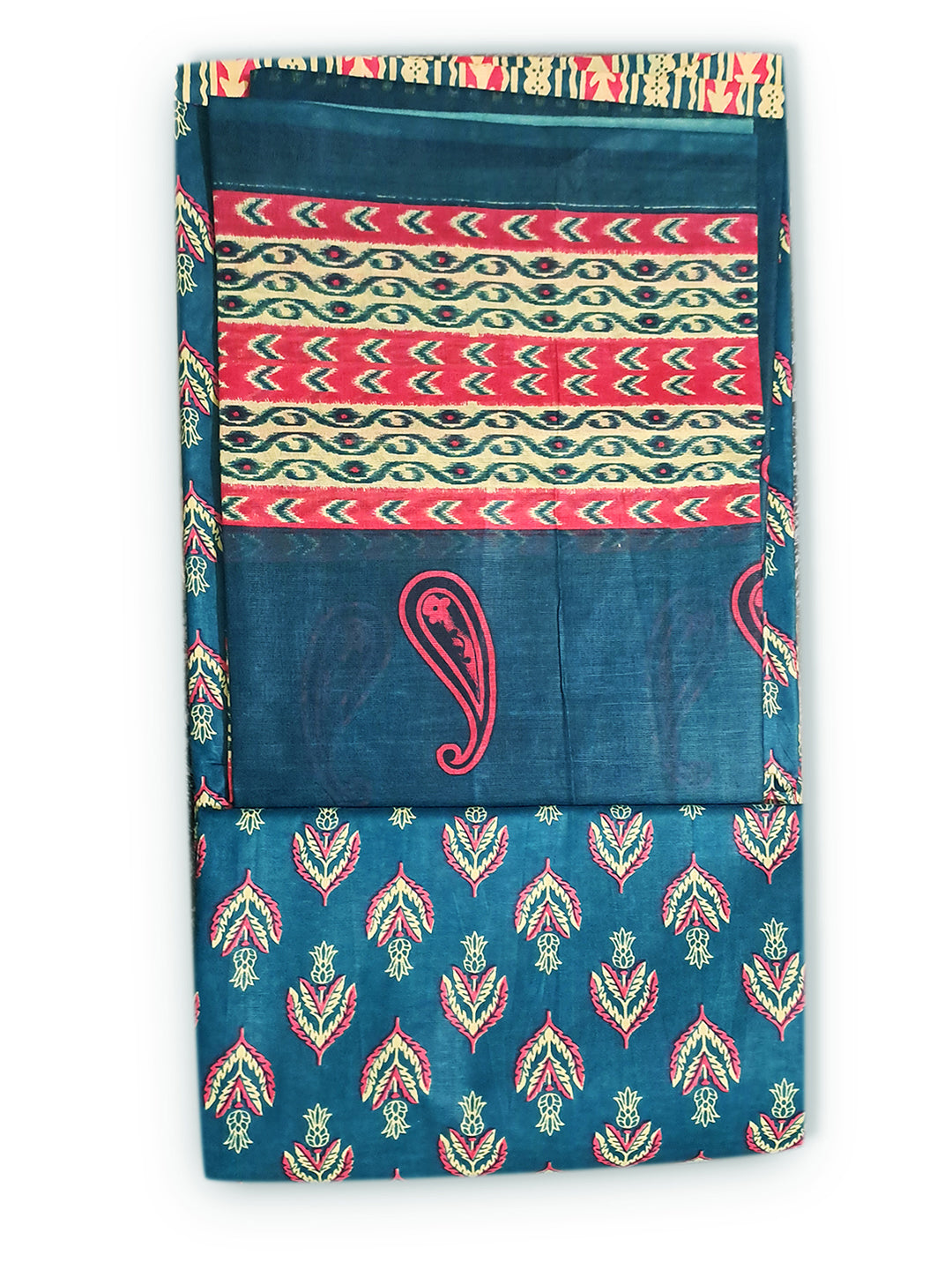 FlexFeb Dress Material 3 Piece Cotton Printed Unstitched Top Bottom Dupatta Venice Blue Design