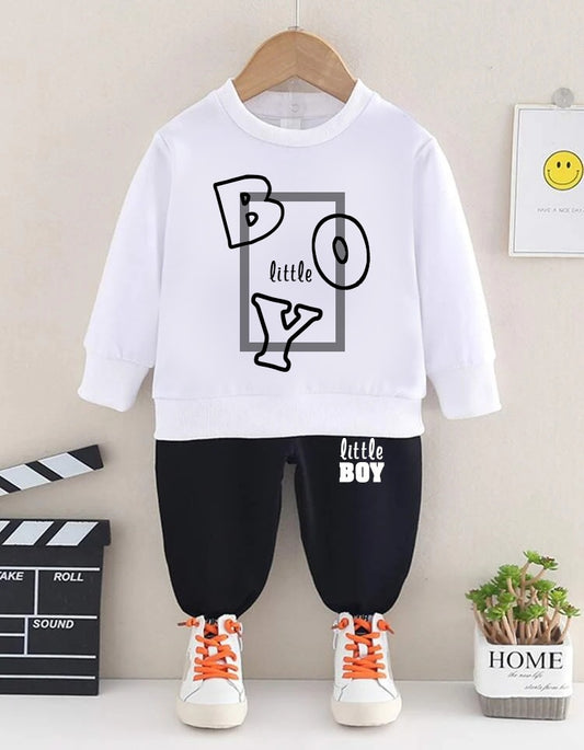 Flex Feb Stylish Sweatshirt & Jogger Suit Set for Kids - "Little Boy" Comfortable & Trendy Outfit for Boys
