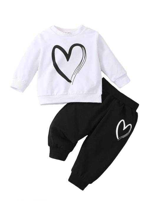 Flex Feb Stylish Sweatshirt & Jogger Suit Set for Kids - Heart Print Comfortable & Trendy Outfit for Boys and Girls